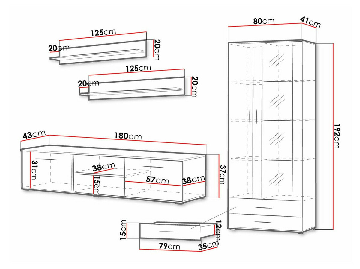Set de living Tornola 115 (Alb + Alb lucios)