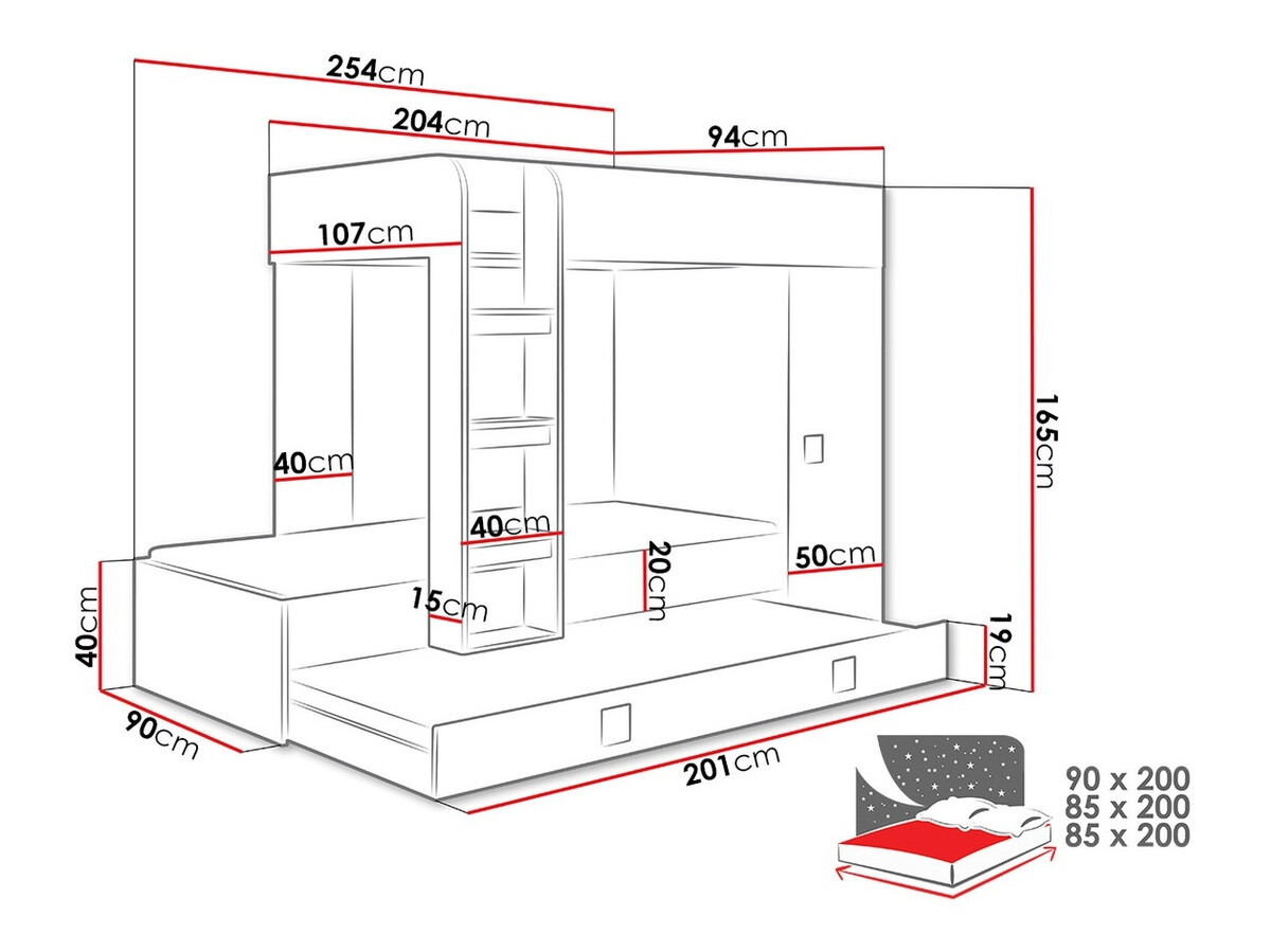 Pat supraetajat Hartford 191 (Alb + Alb lucios + Luciu Turcoaz)