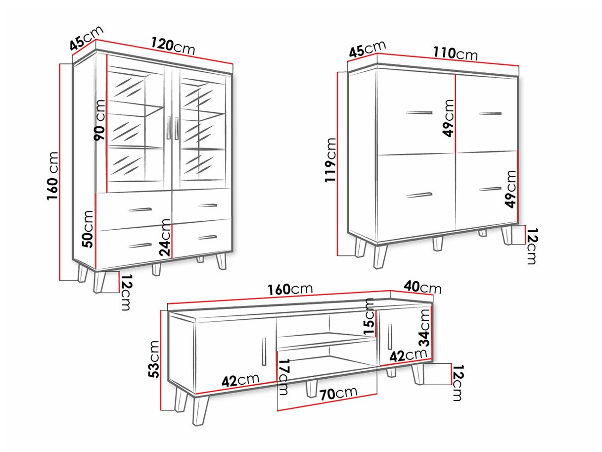 Set de living Larfloi 113 (Stejar Wotan + Negru)