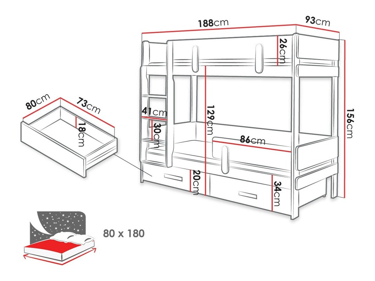 Pat supraetajat Henderson 143 (Alb + Gri)