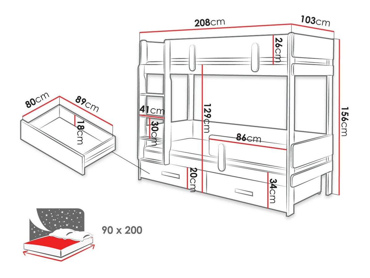 Pat supraetajat Henderson 144 (Alb + Gri)
