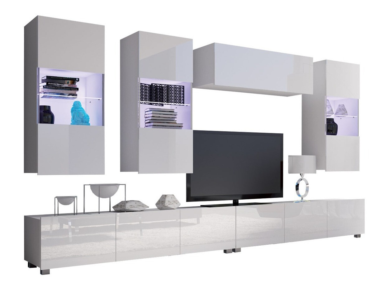 Set de living Tivdalu 109 (Alb + Alb lucios)