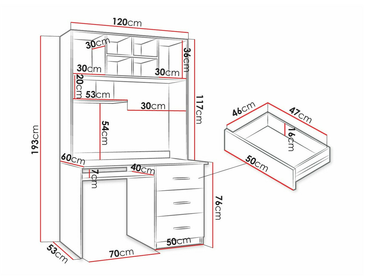 Birou Campus (Alb + Alb lucios + Gri lucios)
