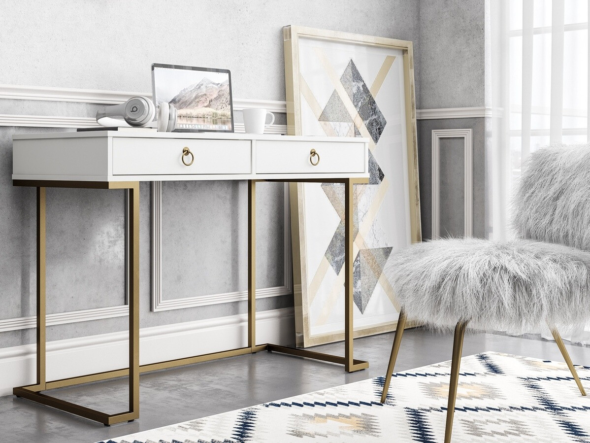 Birou CosmoLiving by Cosmopolitan Fersale 100 (Alb + Auriu)
