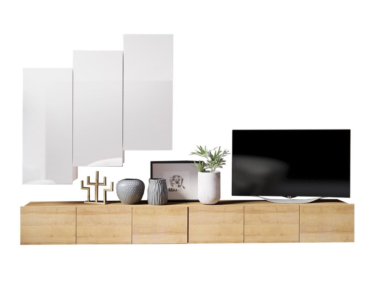 Set de living Tivdalu 131 (Stejar auriu + Alb)