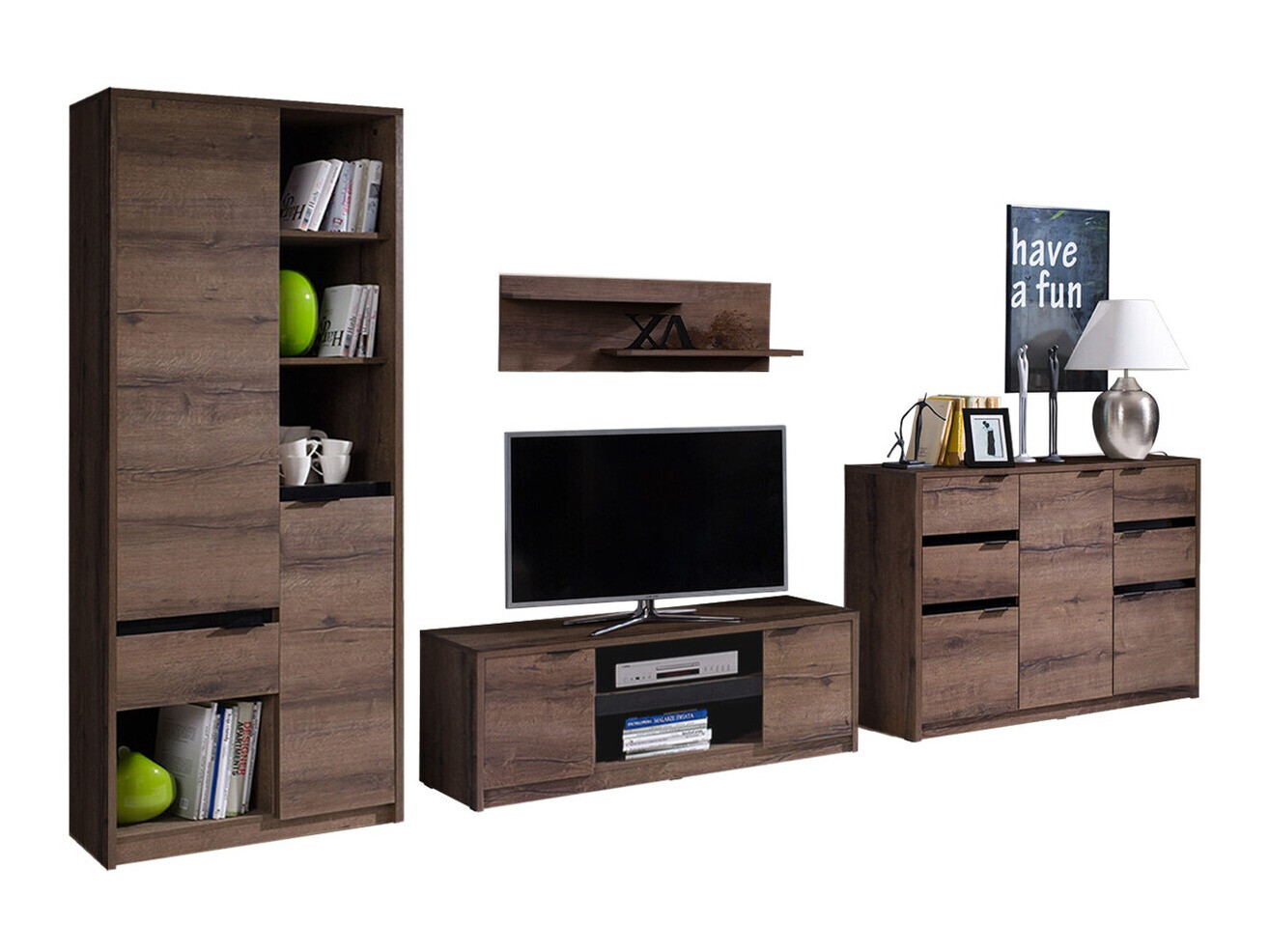 Set de living Fivelbo 117 (Stejar Monastery + Negru lucios)