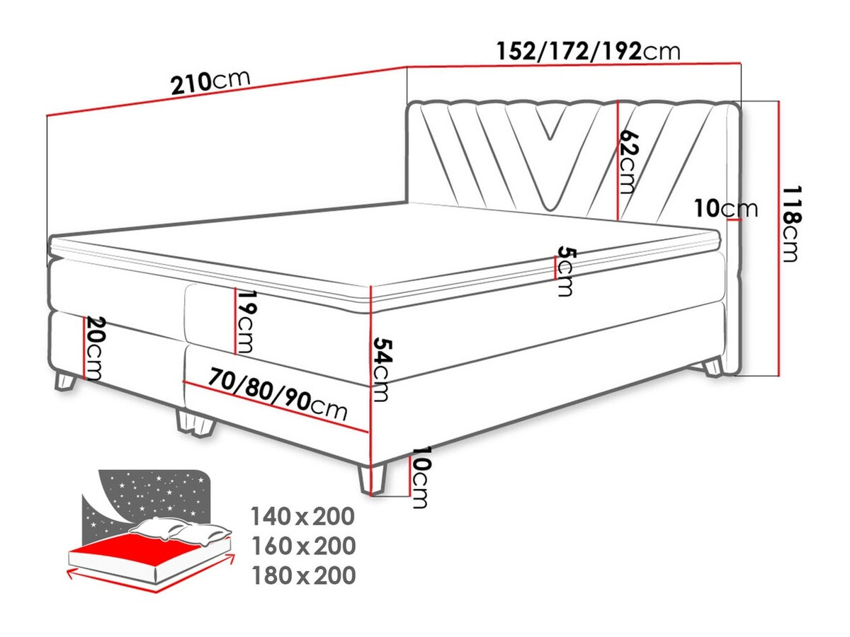 Pat boxspring ComfiDream Solra (Fresh 11)