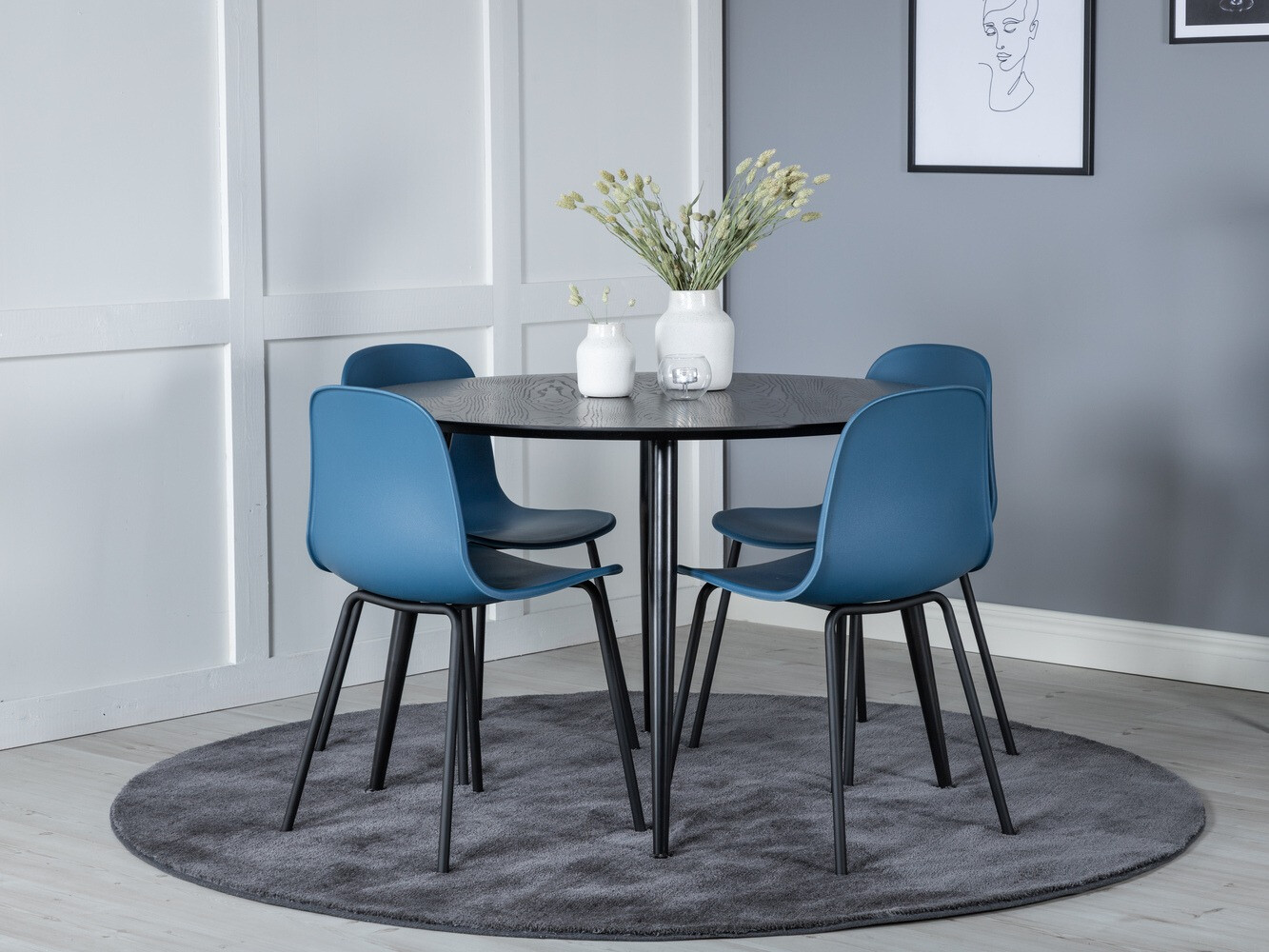Set de dining Dallas 1622 (Albastru + Negru)