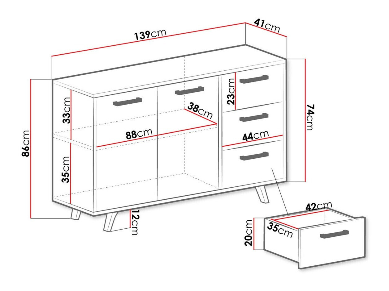Comodă Delbalo 103 (Albastru + De aur)