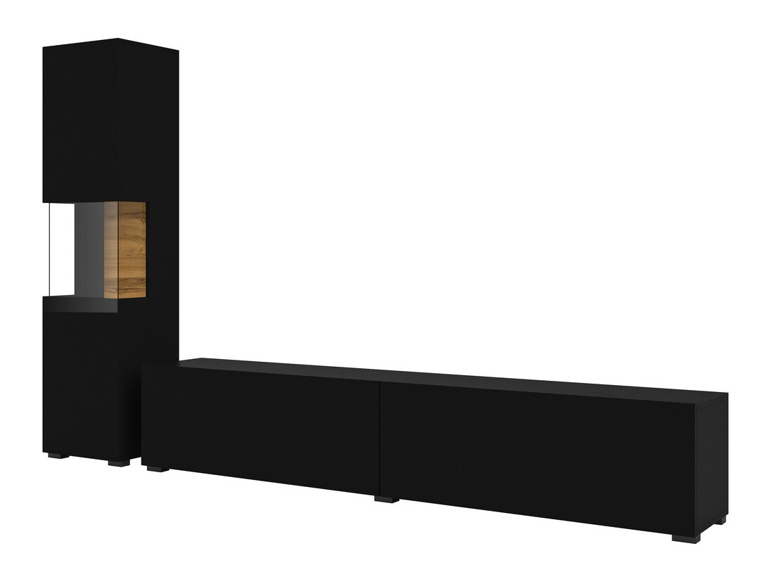 Set de living Revmiru 105 (Negru + Stejar Wotan)