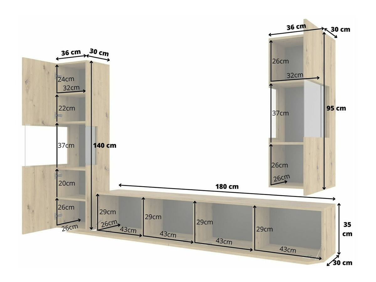 Set de living Revmiru 106 (Alb + Stejar Wotan)