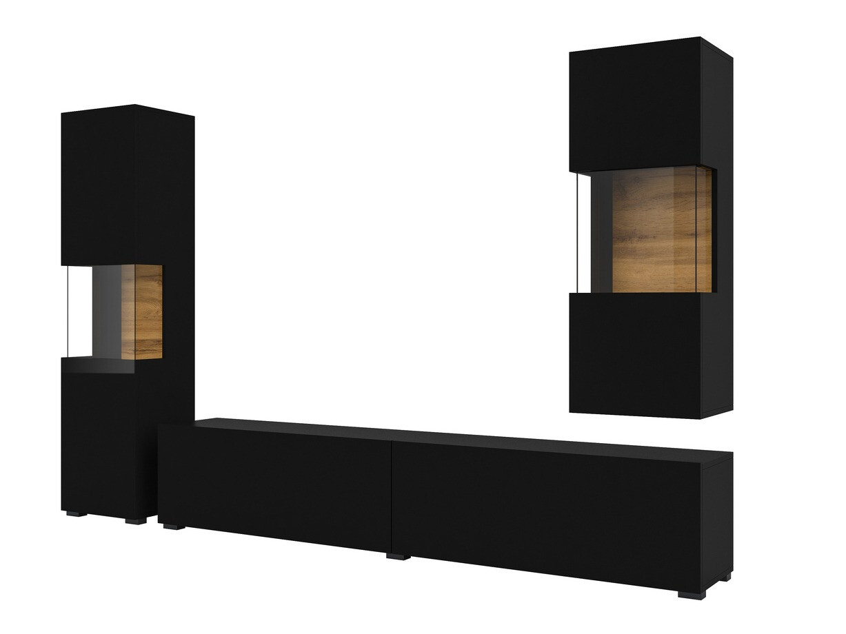 Set de living Revmiru 106 (Negru + Stejar Wotan)