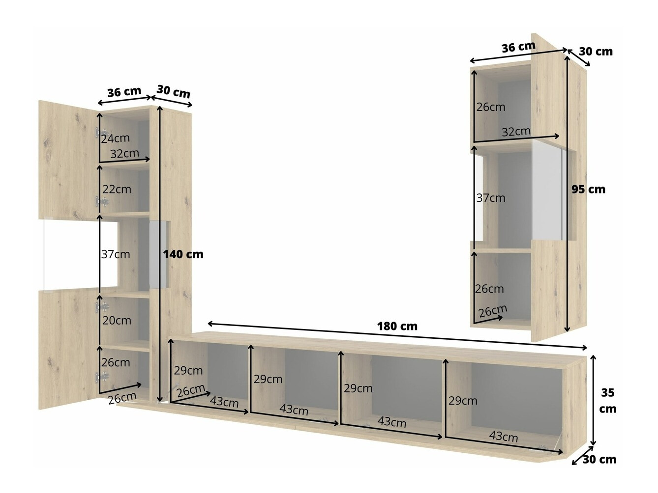 Set de living Revmiru 106 (Negru + Stejar Wotan)