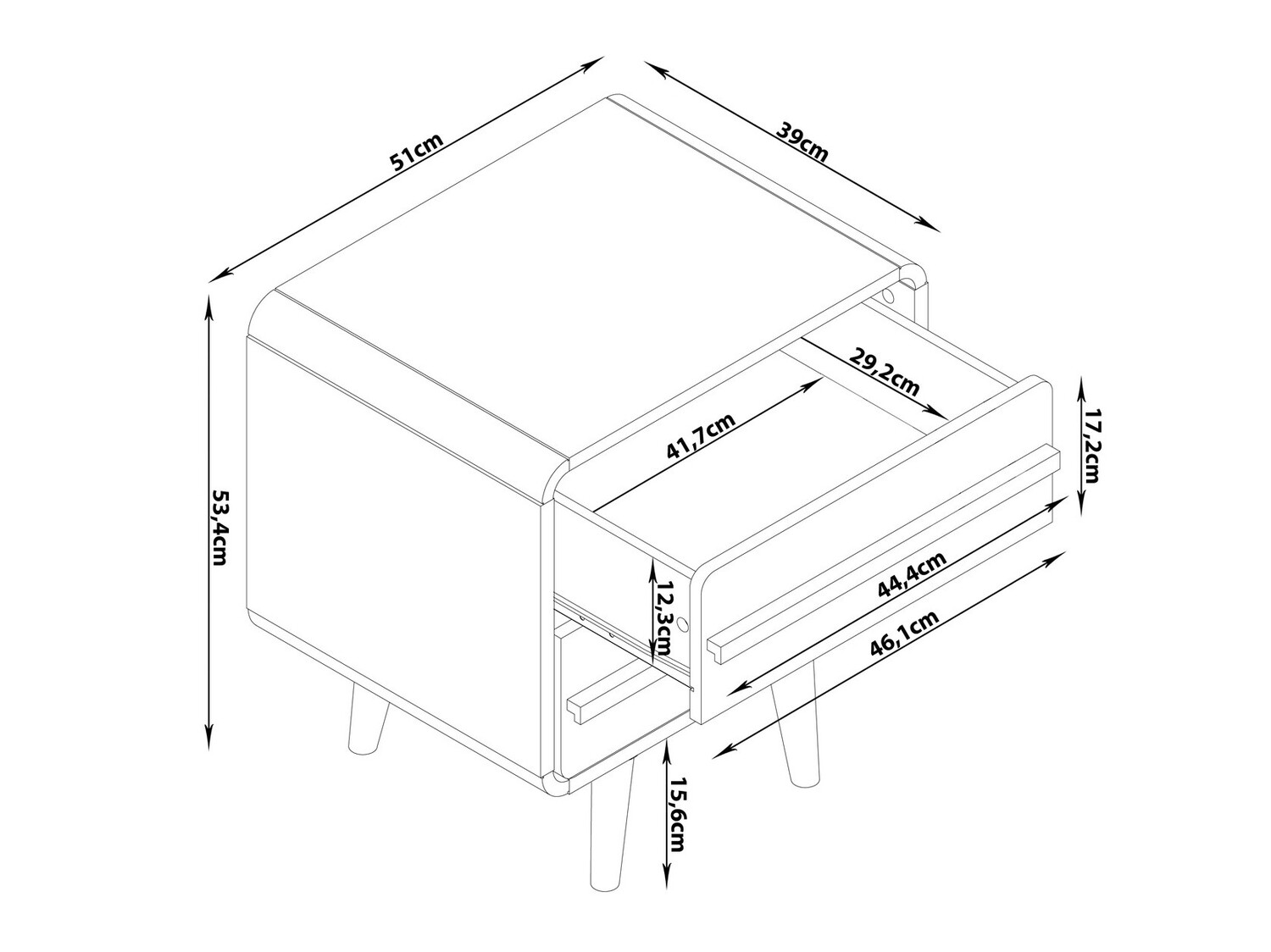 Noptieră Denton 567 (Negru + Stejar)