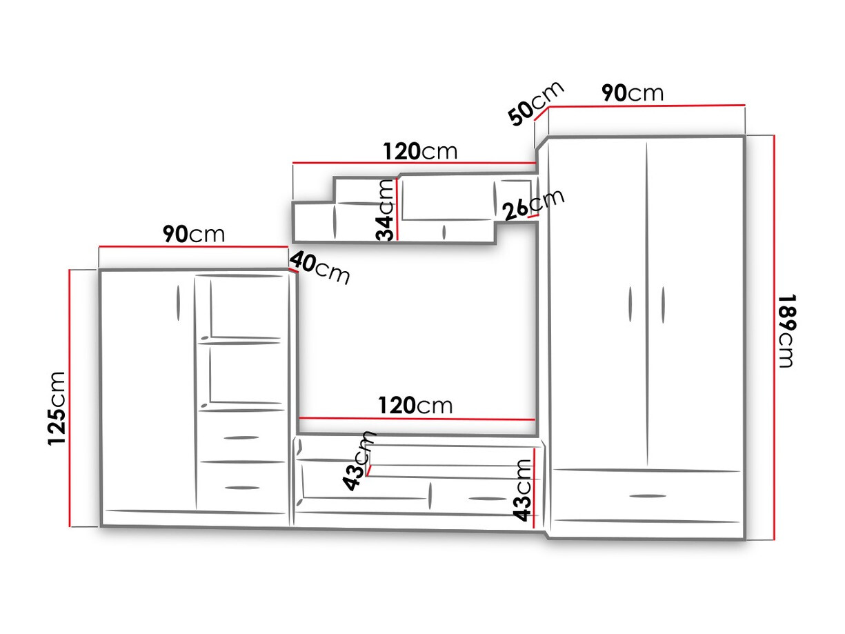 Set de living Lorlare 101 (Alb + Gri)