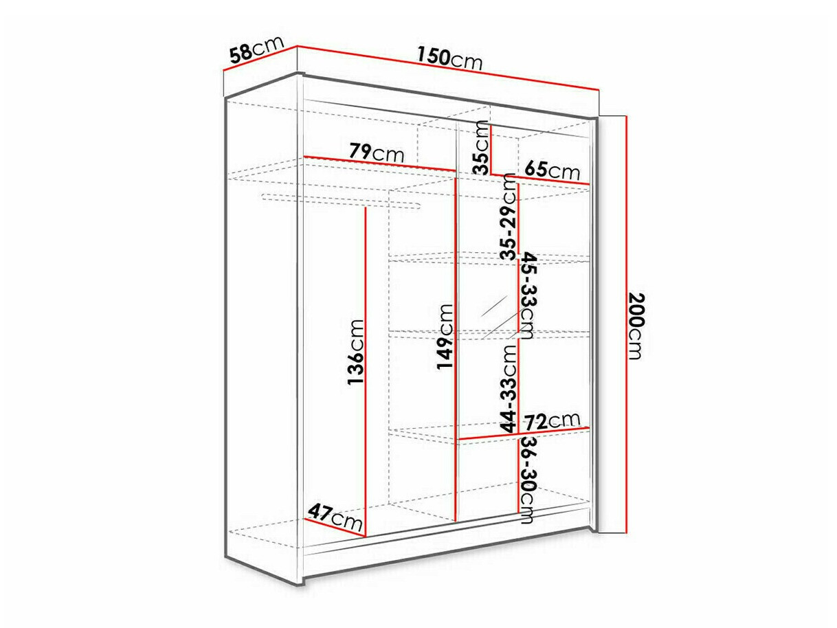 Dulap Closico Vastor I (Negru + Stejar artizan)