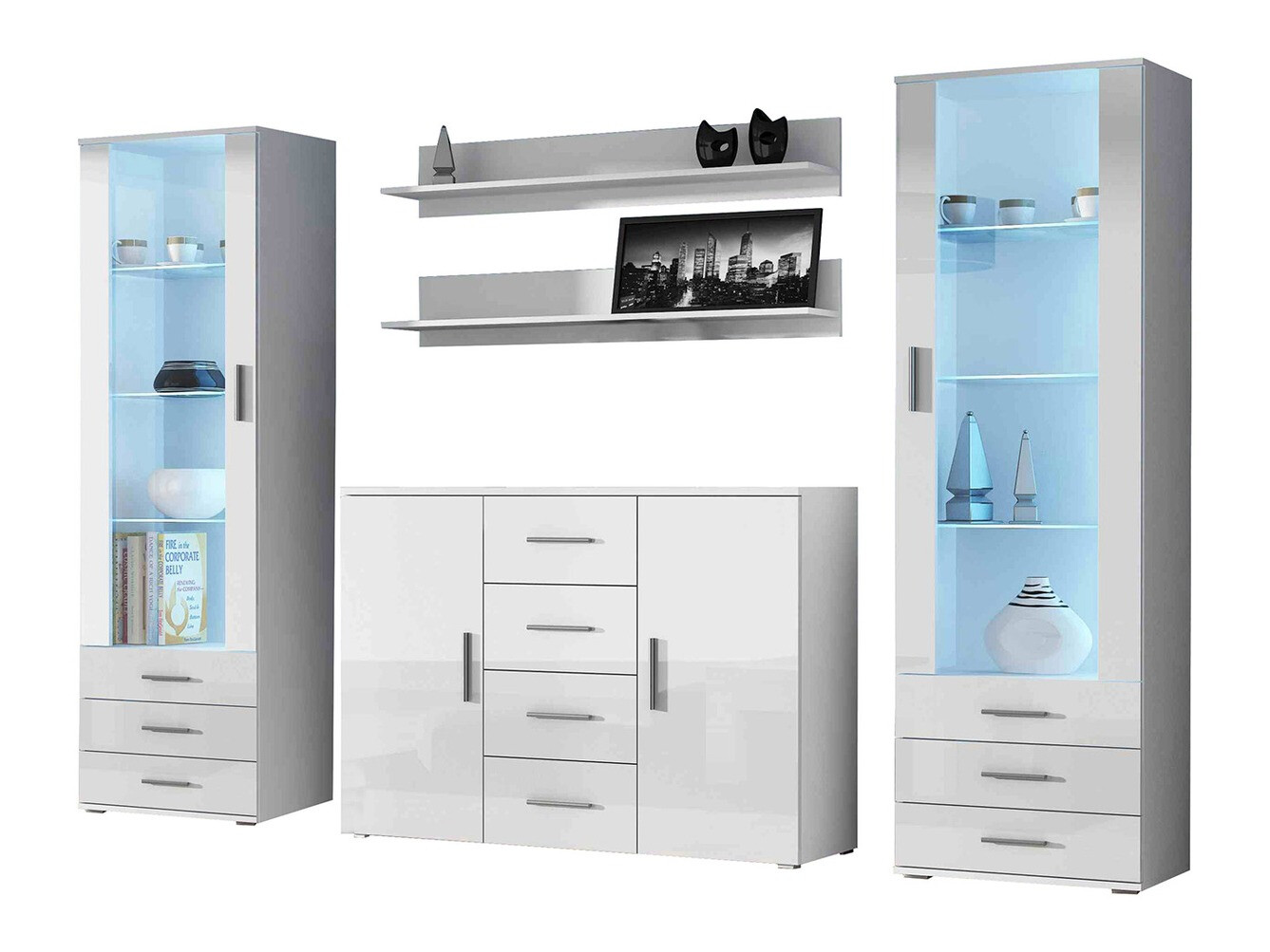 Set de living Tornola 112 (Alb + Alb lucios)