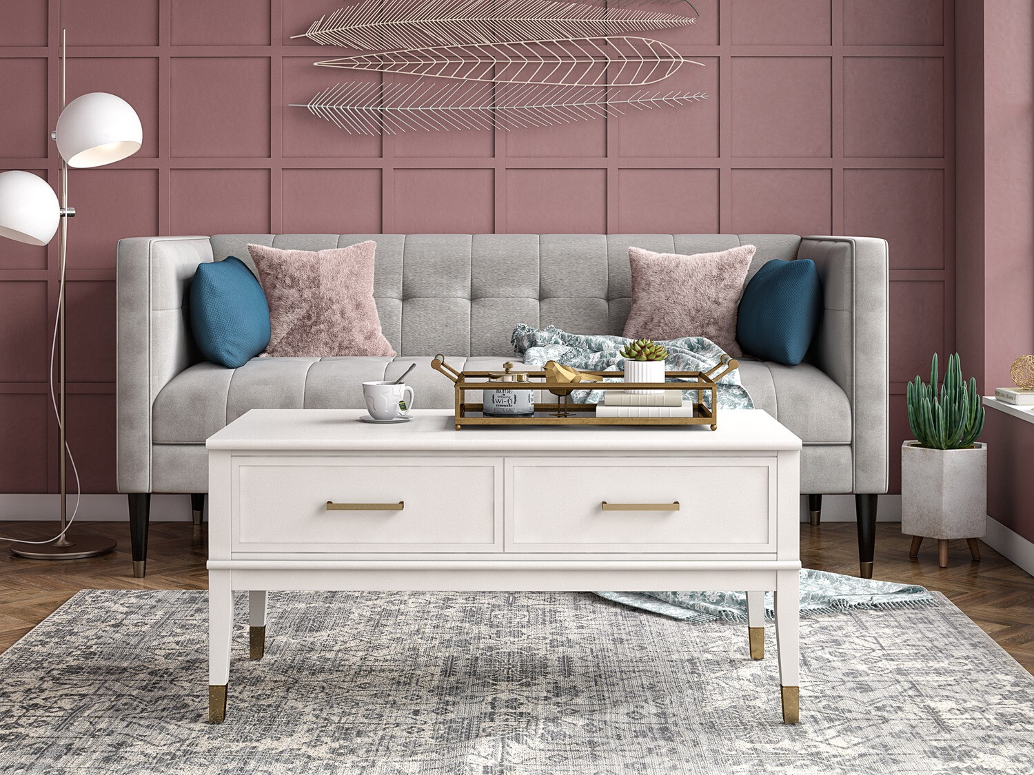 Masă de cafea rotativă CosmoLiving by Cosmopolitan Belromu 105 (Alb)