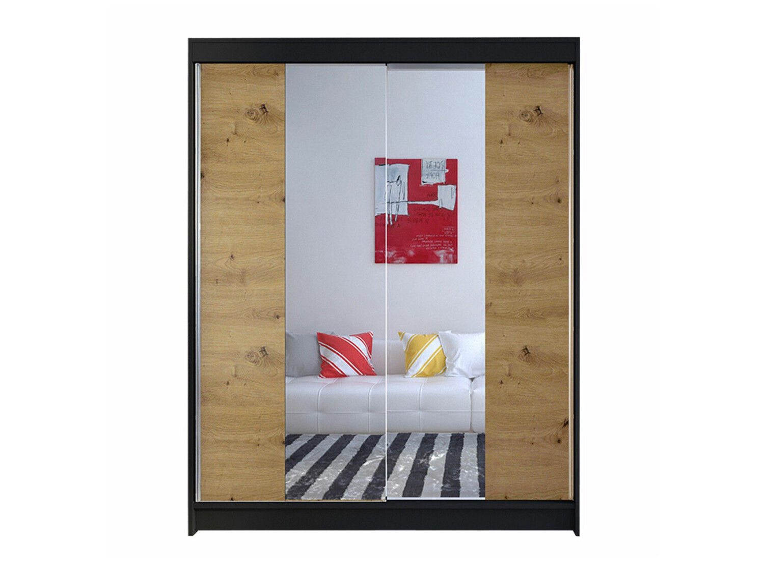 Dulap Closico Vastor II (Negru + Stejar artizan)