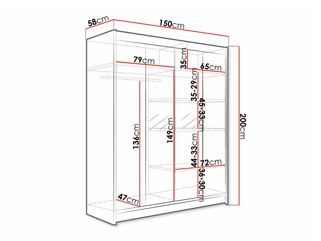 Dulap Closico Vastor II (Negru + Stejar artizan)