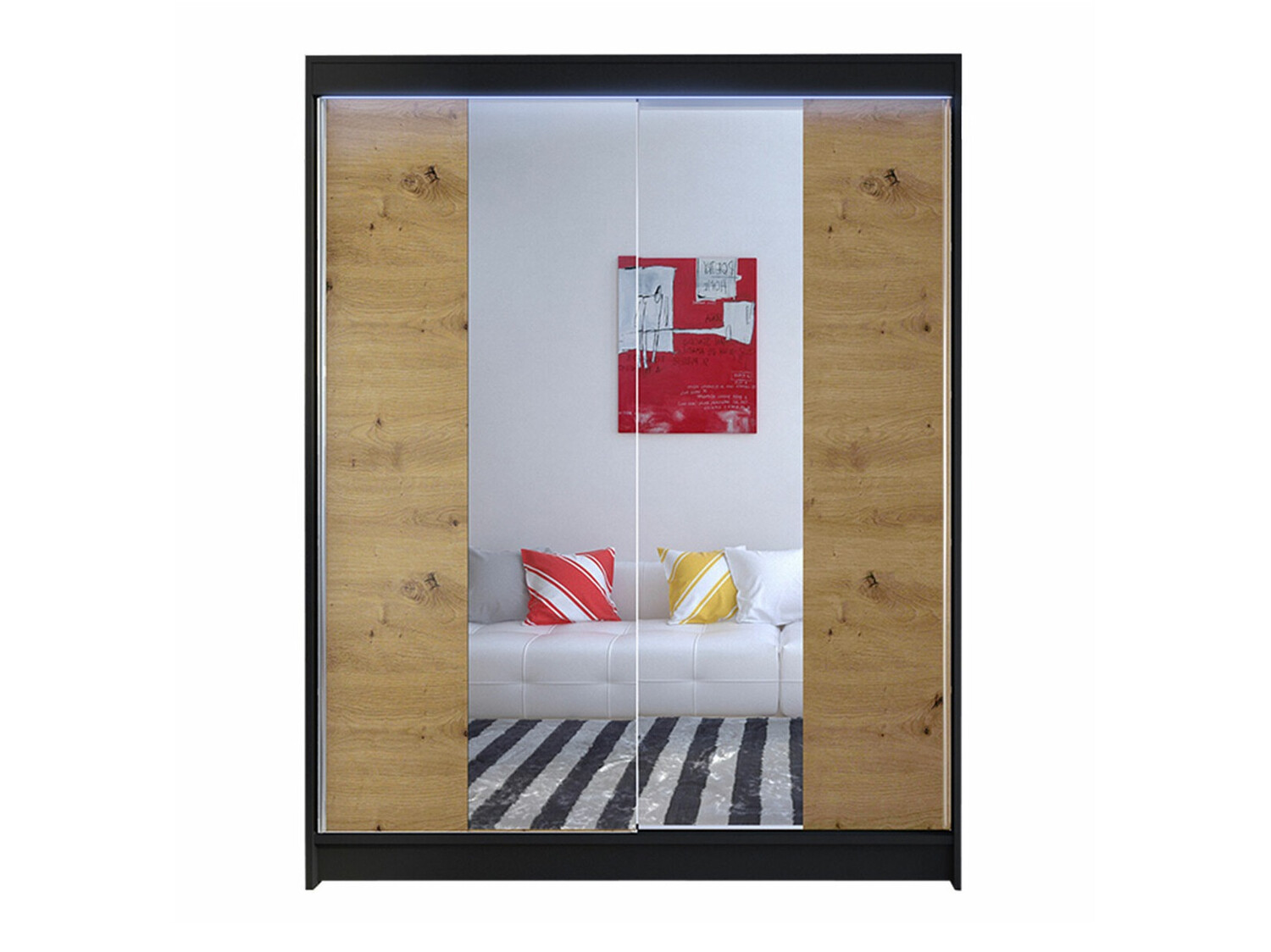 Dulap Closico Vastor II (Negru + Stejar artizan)