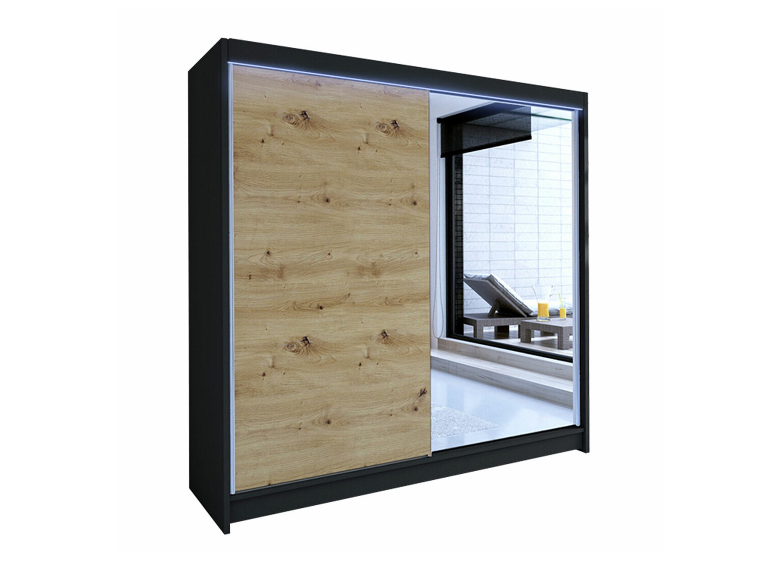 Dulap Closico Cavaris I (Negru + Stejar artizan)