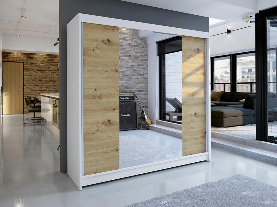 Dulap Closico Cavaris II (Alb + Stejar artizan)