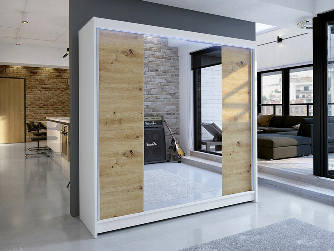 Dulap Closico Cavaris II (Alb + Stejar artizan)