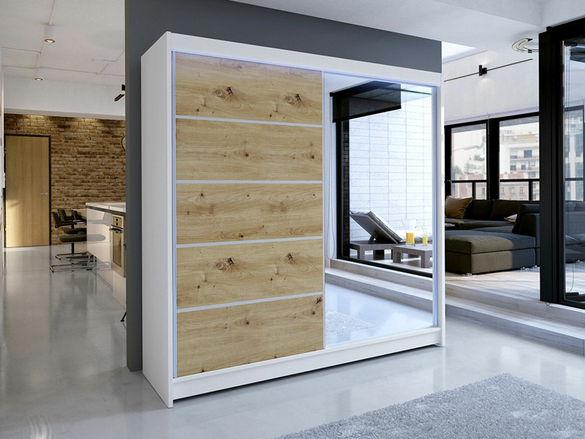 Dulap Closico Cavaris III (Alb + Stejar artizan)