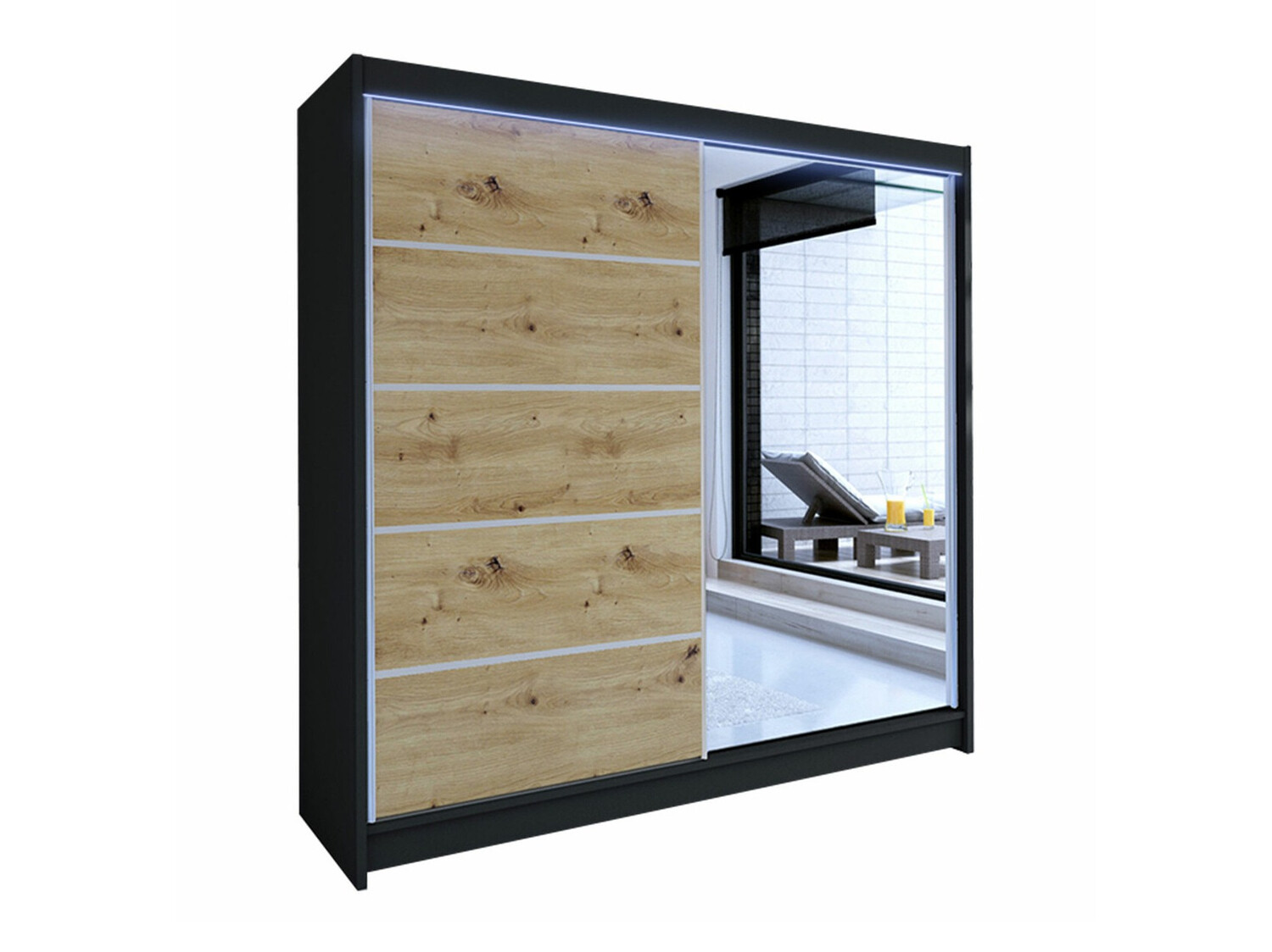 Dulap Closico Cavaris III (Negru + Stejar artizan)