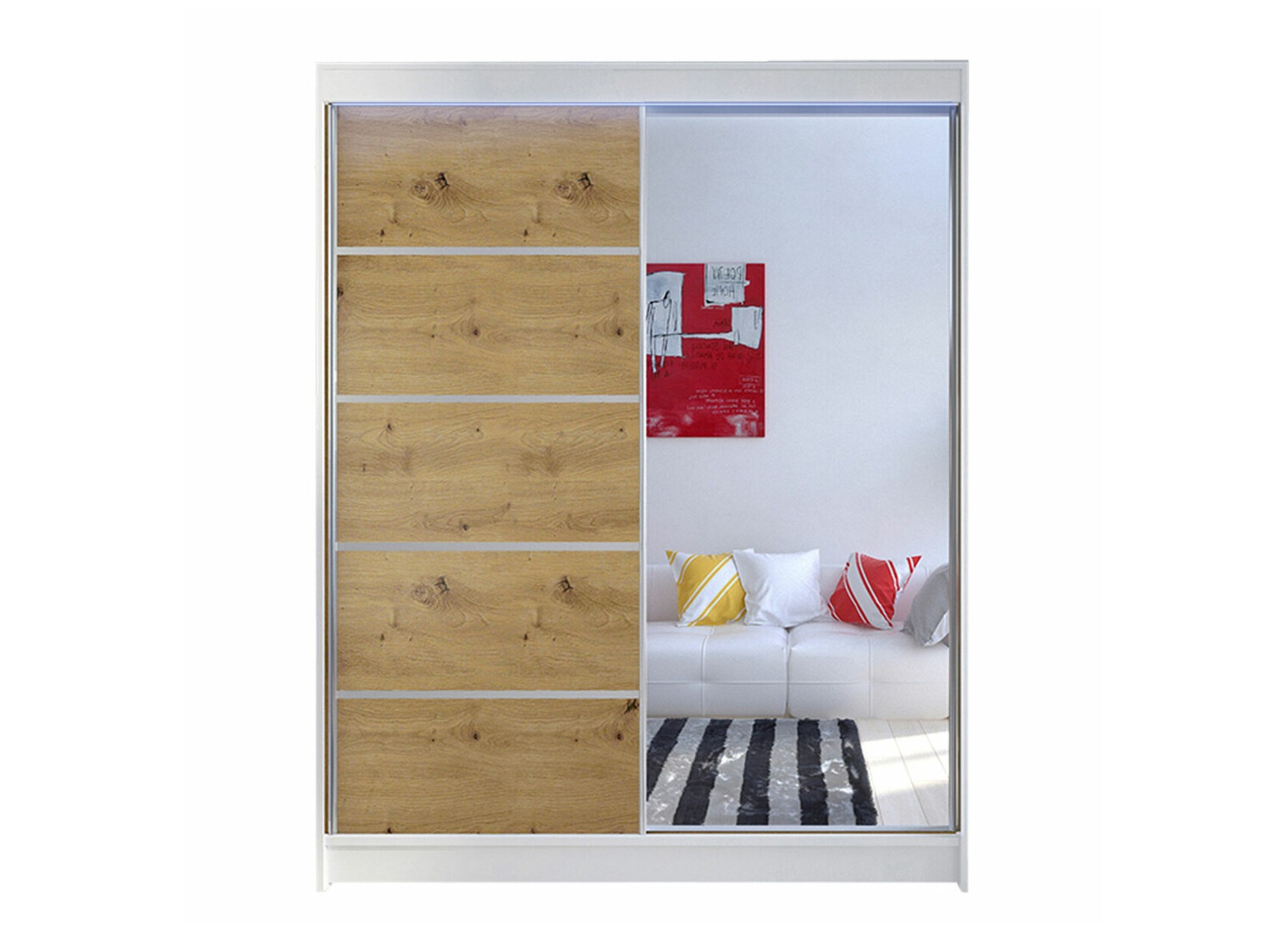 Dulap Closico Vastor III (Alb + Stejar artizan)