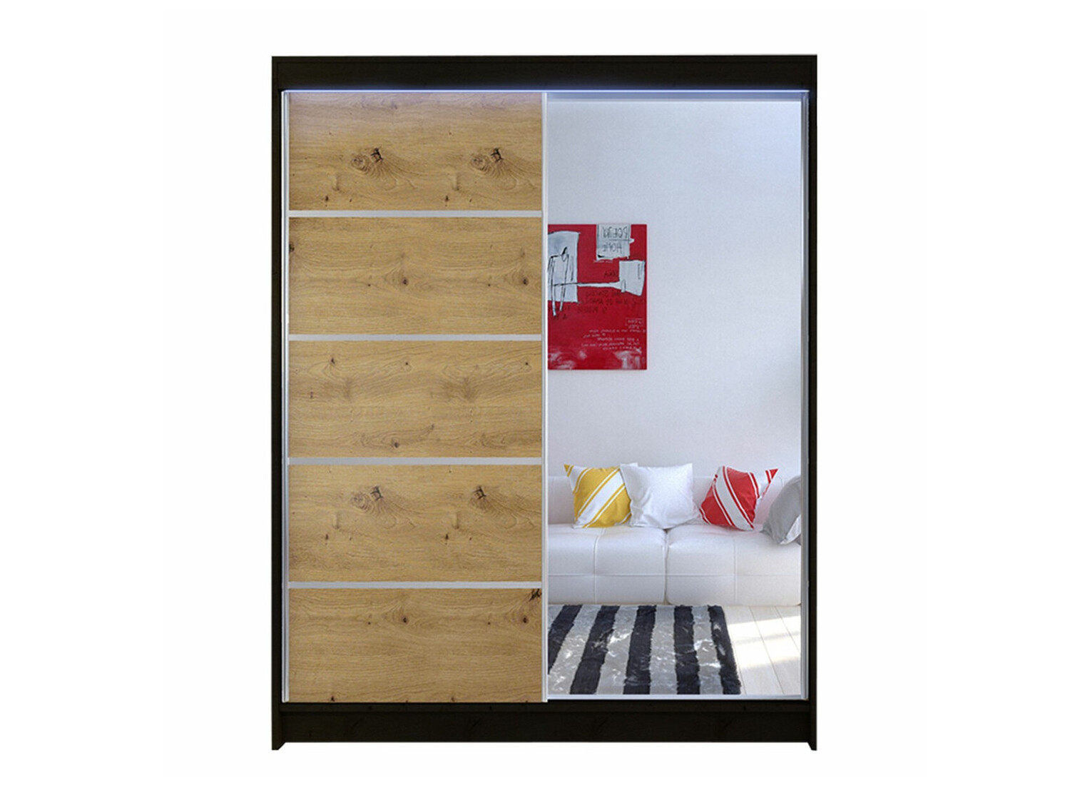 Dulap Closico Vastor III (Negru + Stejar artizan)