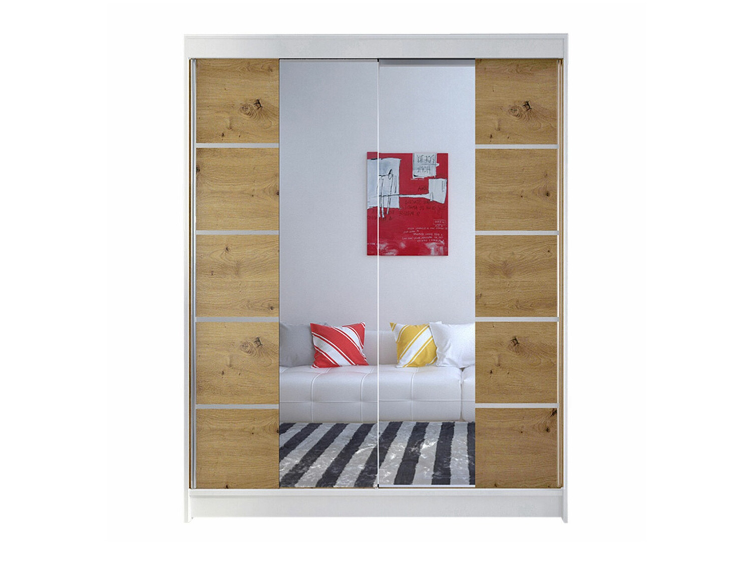 Dulap Closico Vastor V (Alb + Stejar artizan)