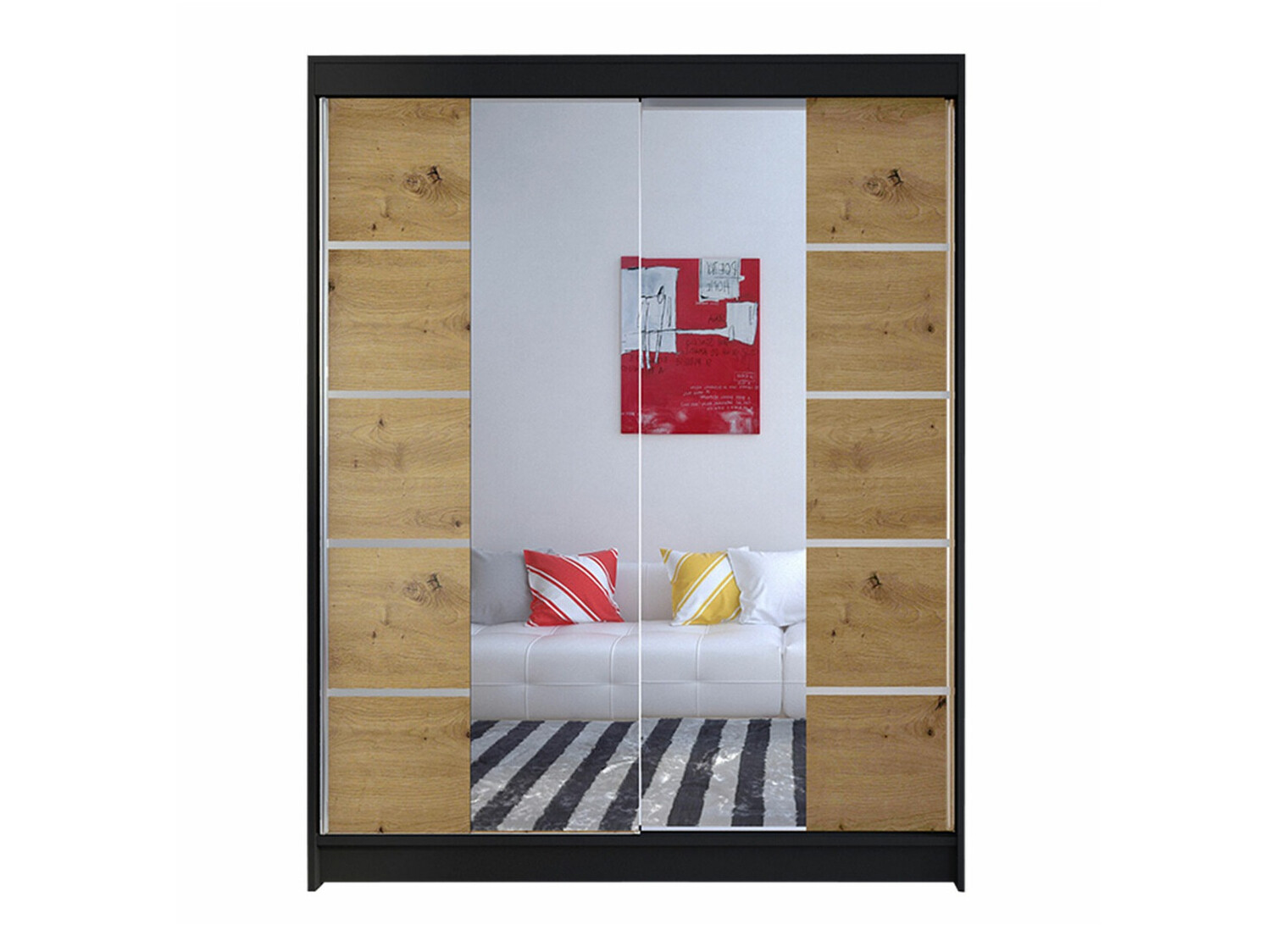 Dulap Closico Vastor V (Negru + Stejar artizan)