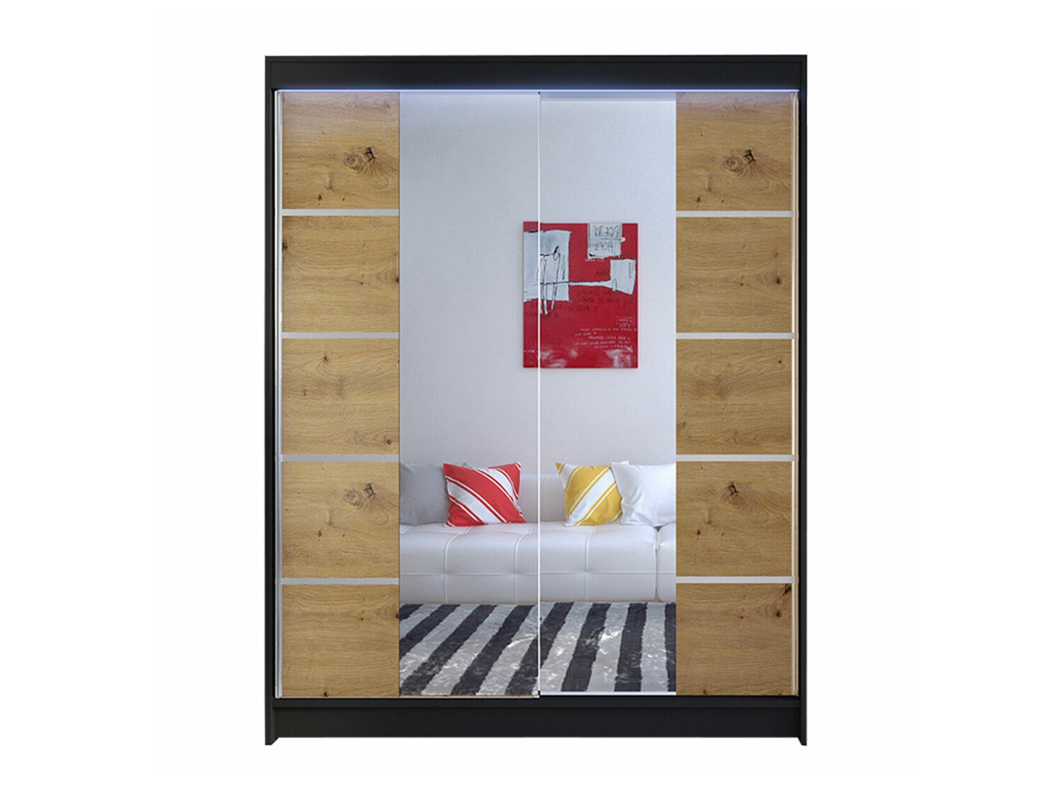 Dulap Closico Vastor V (Negru + Stejar artizan)