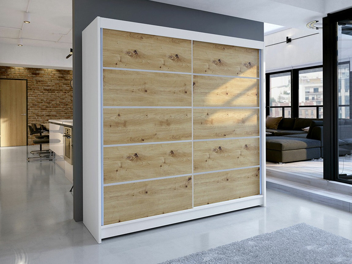 Dulap Closico Cavaris IV (Alb + Stejar artizan)