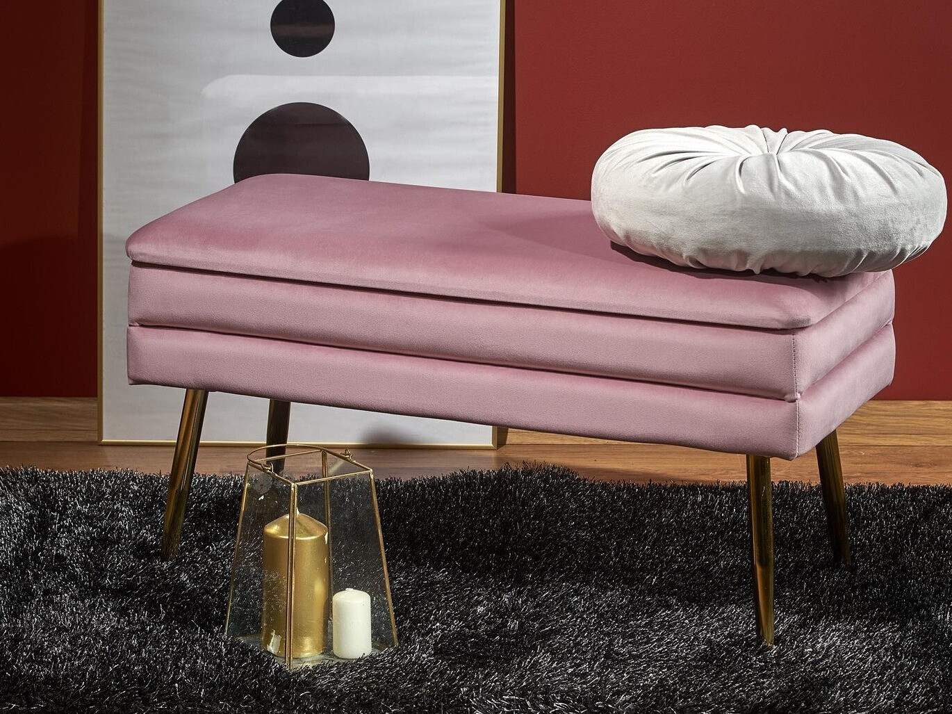 Bancă tapițată Houston 1255 (Roze + Auriu)