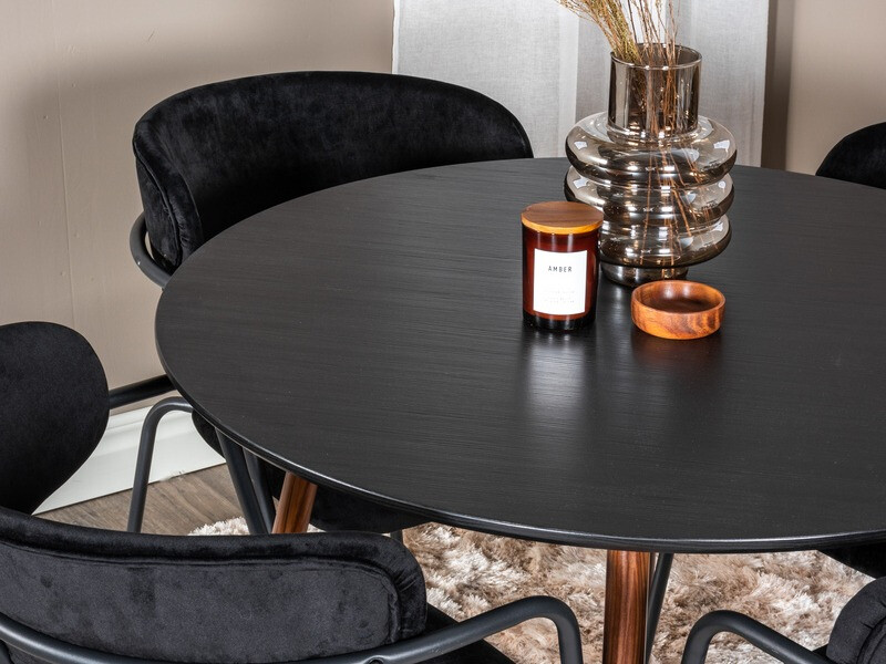 Set de dining Dallas 285 (Negru + Nuca)