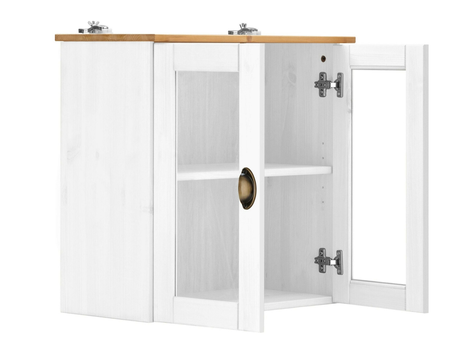 Cabinet de baie suspendat Serelbu 102 (Alb + Maro deschis)