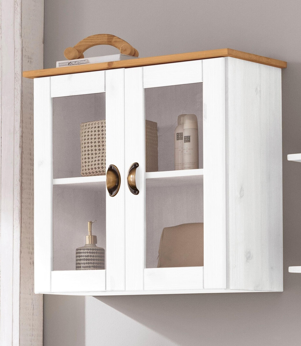 Cabinet de baie suspendat Serelbu 102 (Alb + Maro deschis)