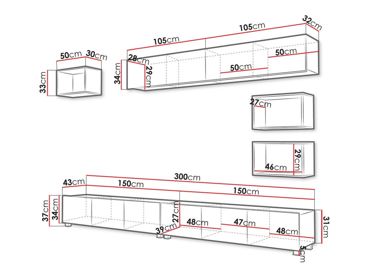 Set de living Remus XXXI (Negru + Negru lucios + Stejar artizan)