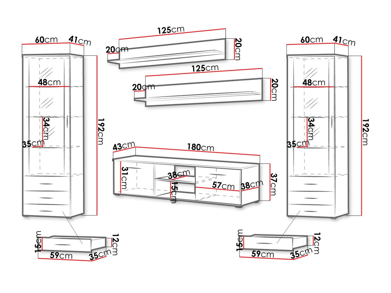 Set de living Tornola 109 (Alb + Alb lucios)