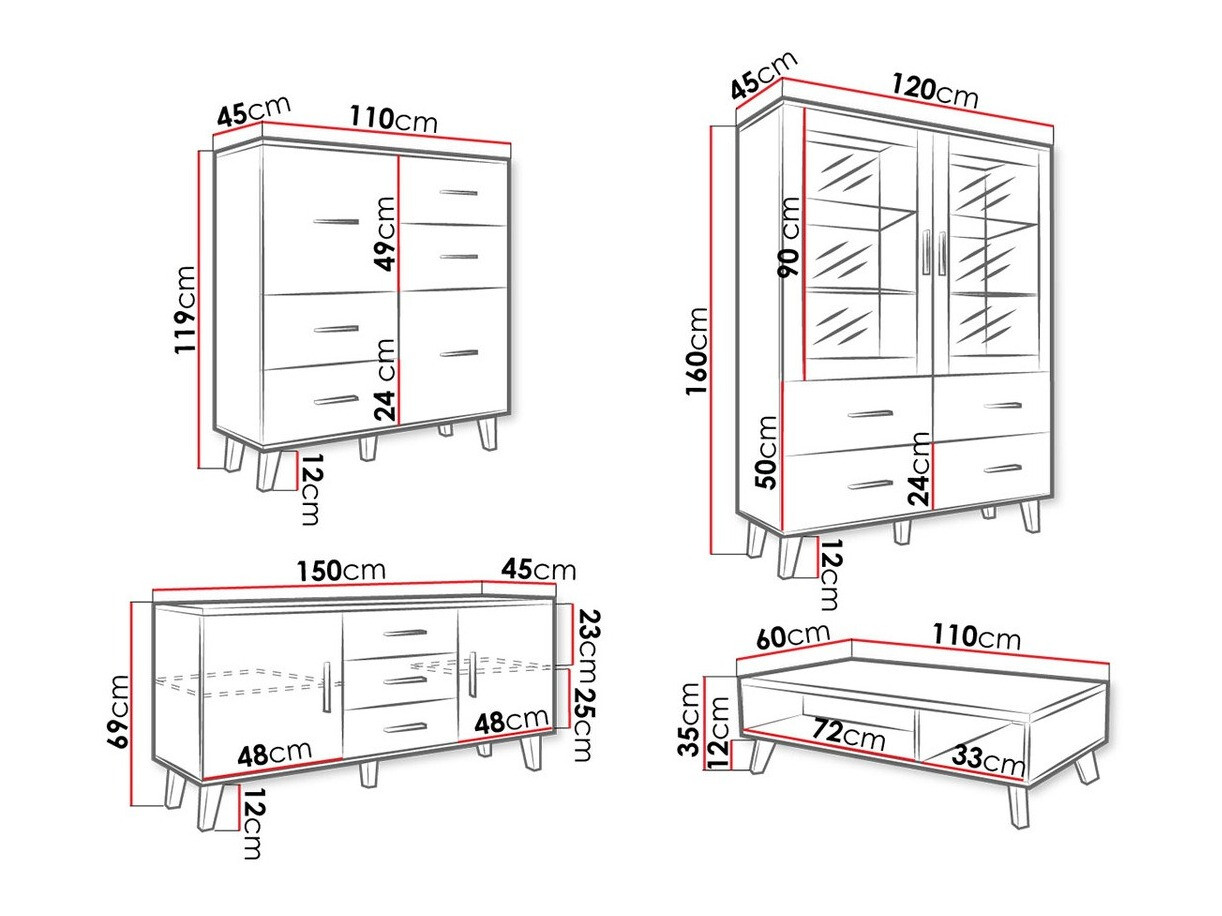 Set de living Larfloi 112 (Stejar Wotan + Negru)