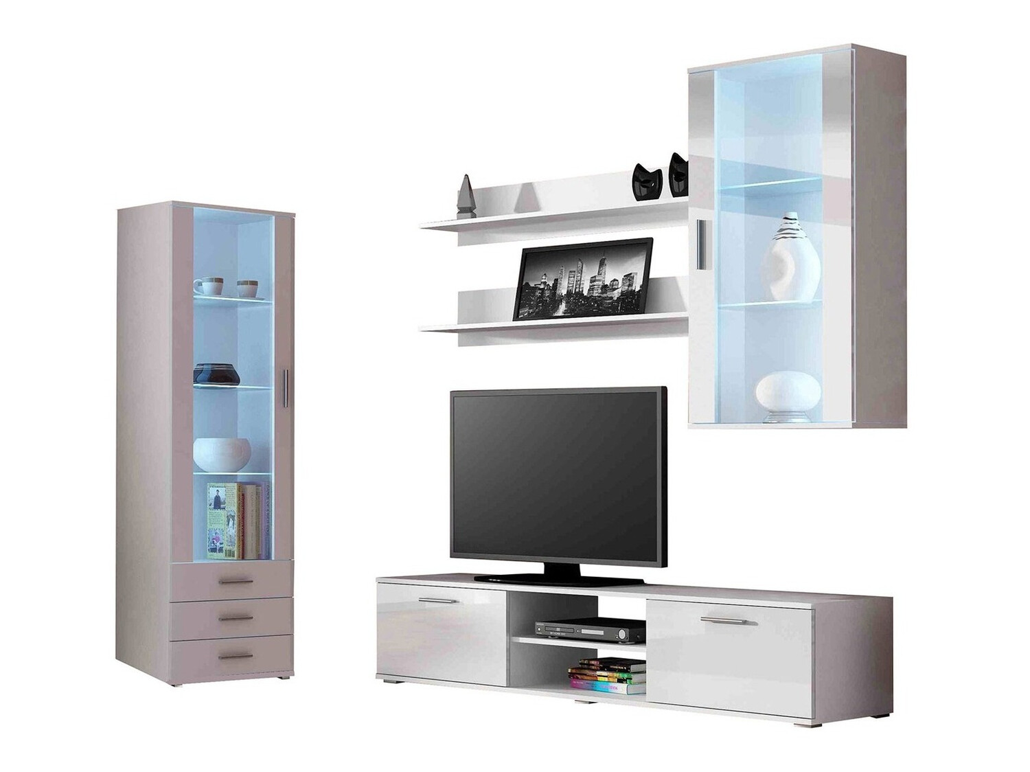 Set de living Tornola 114 (Alb + Alb lucios)