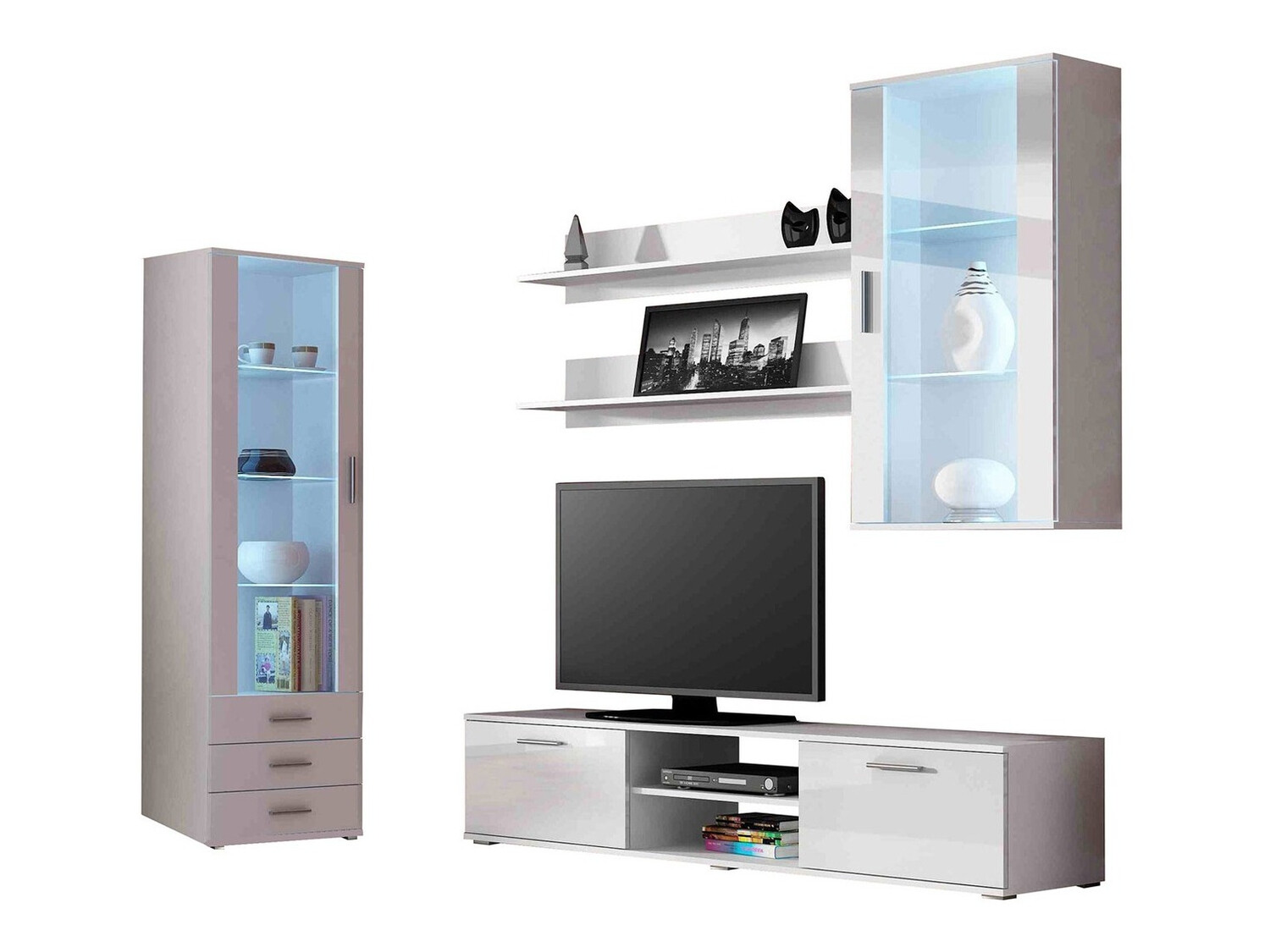 Set de living Tornola 114 (Alb + Alb lucios)