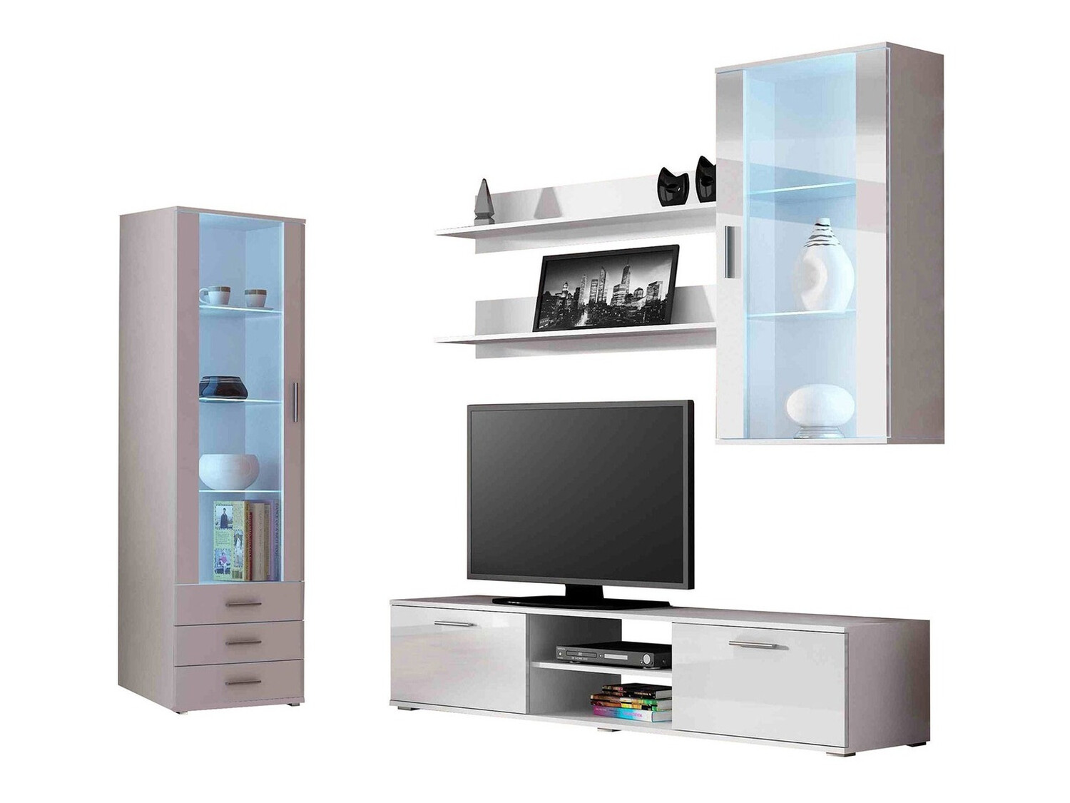 Set de living Tornola 114 (Alb + Alb lucios)