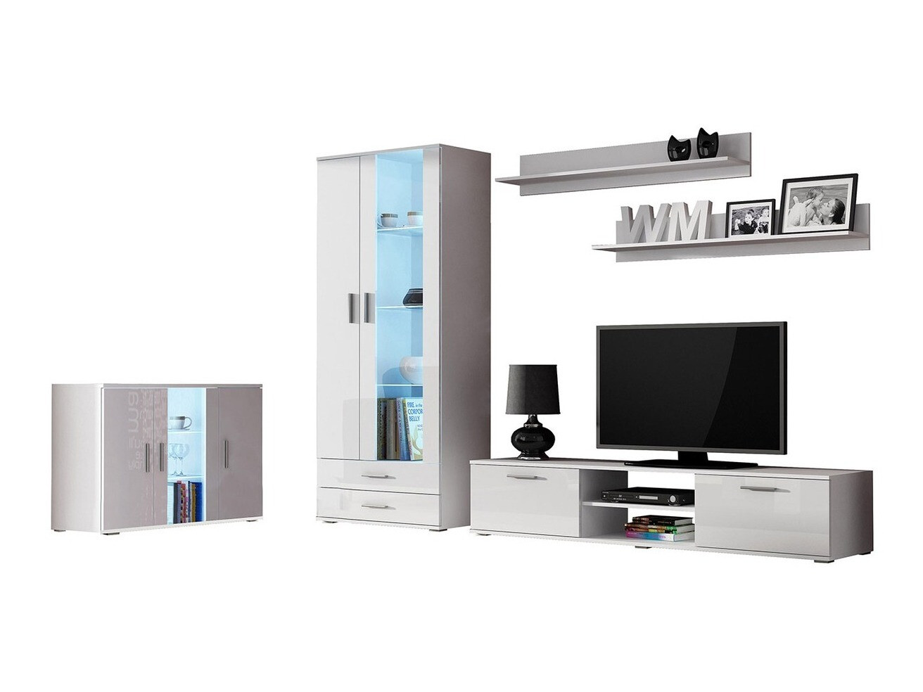 Set de living Tornola 116 (Alb + Alb lucios)