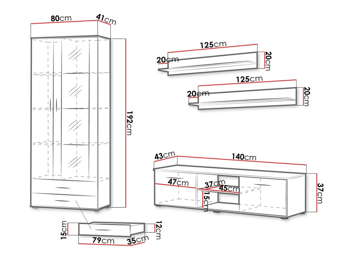 Set de living Tornola 117 (Alb + Alb lucios)