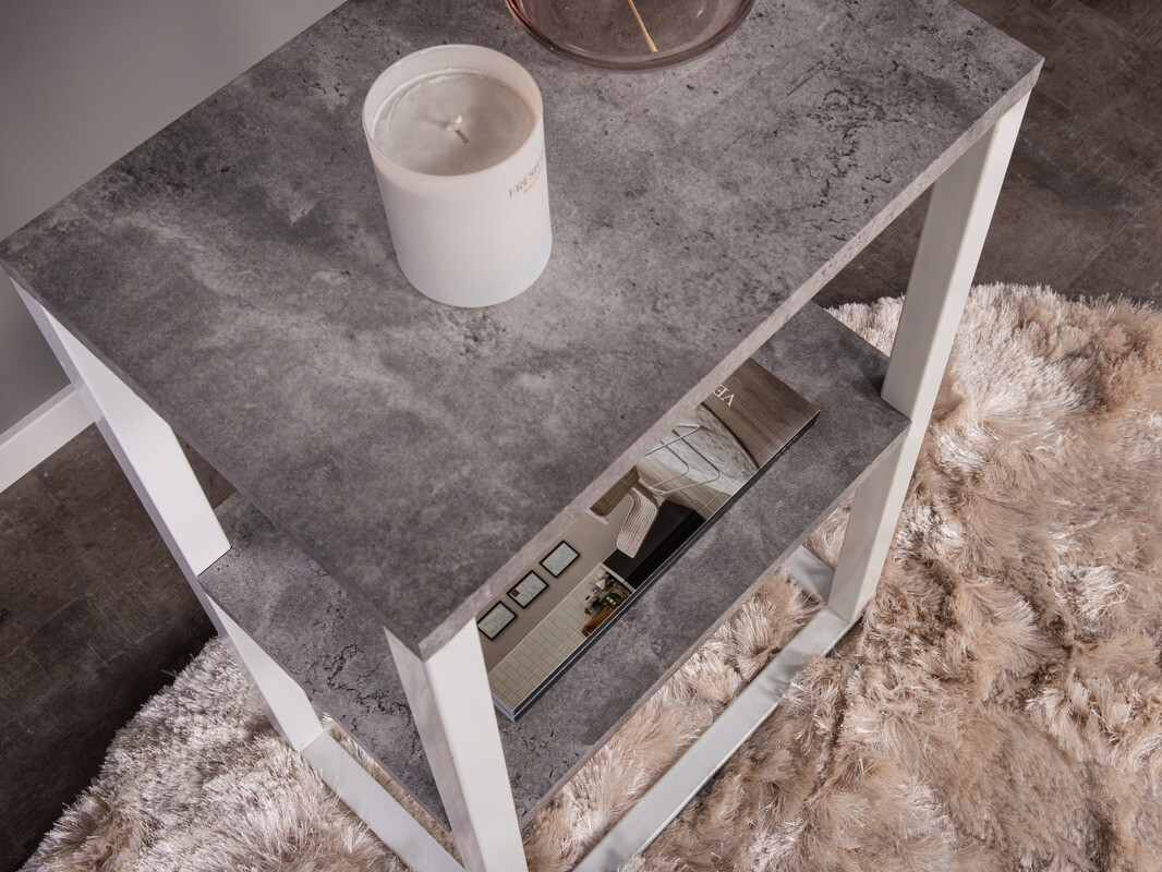 Măsuță laterală Dallas 260 (Beton + Alb)