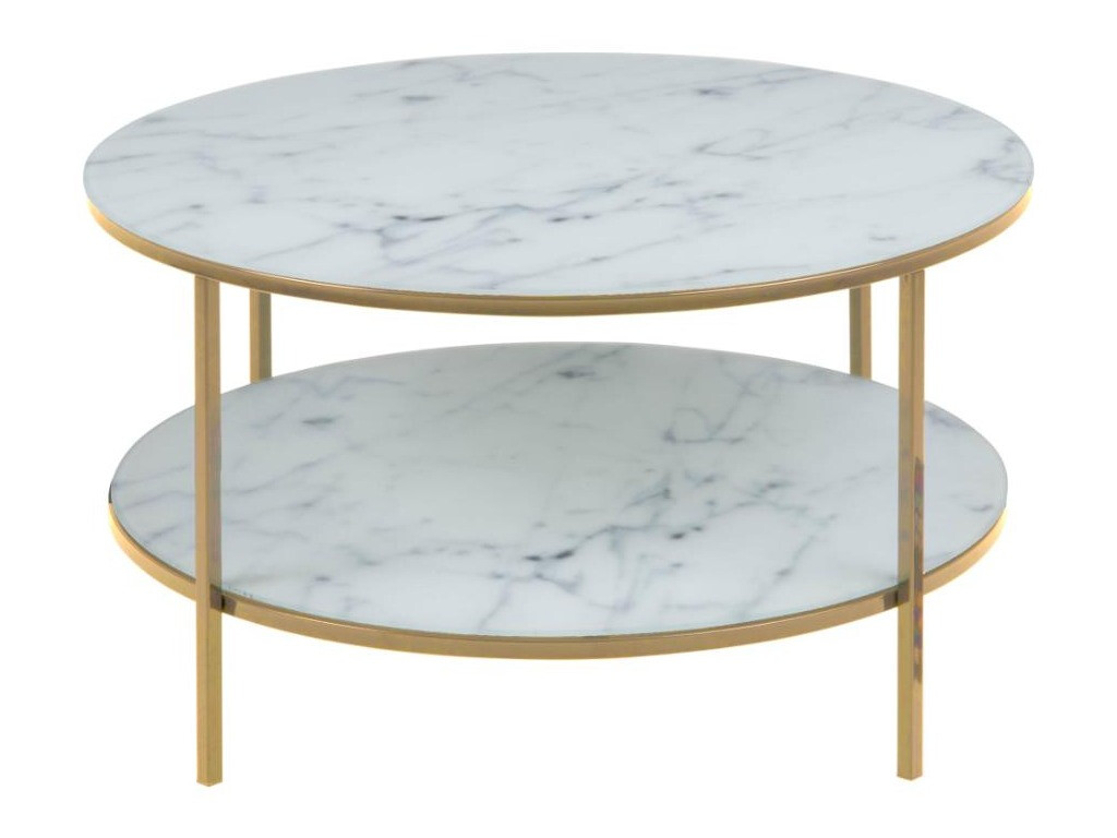 Măsuță de cafea Norsica 554 (Auriu + Marmură albă)